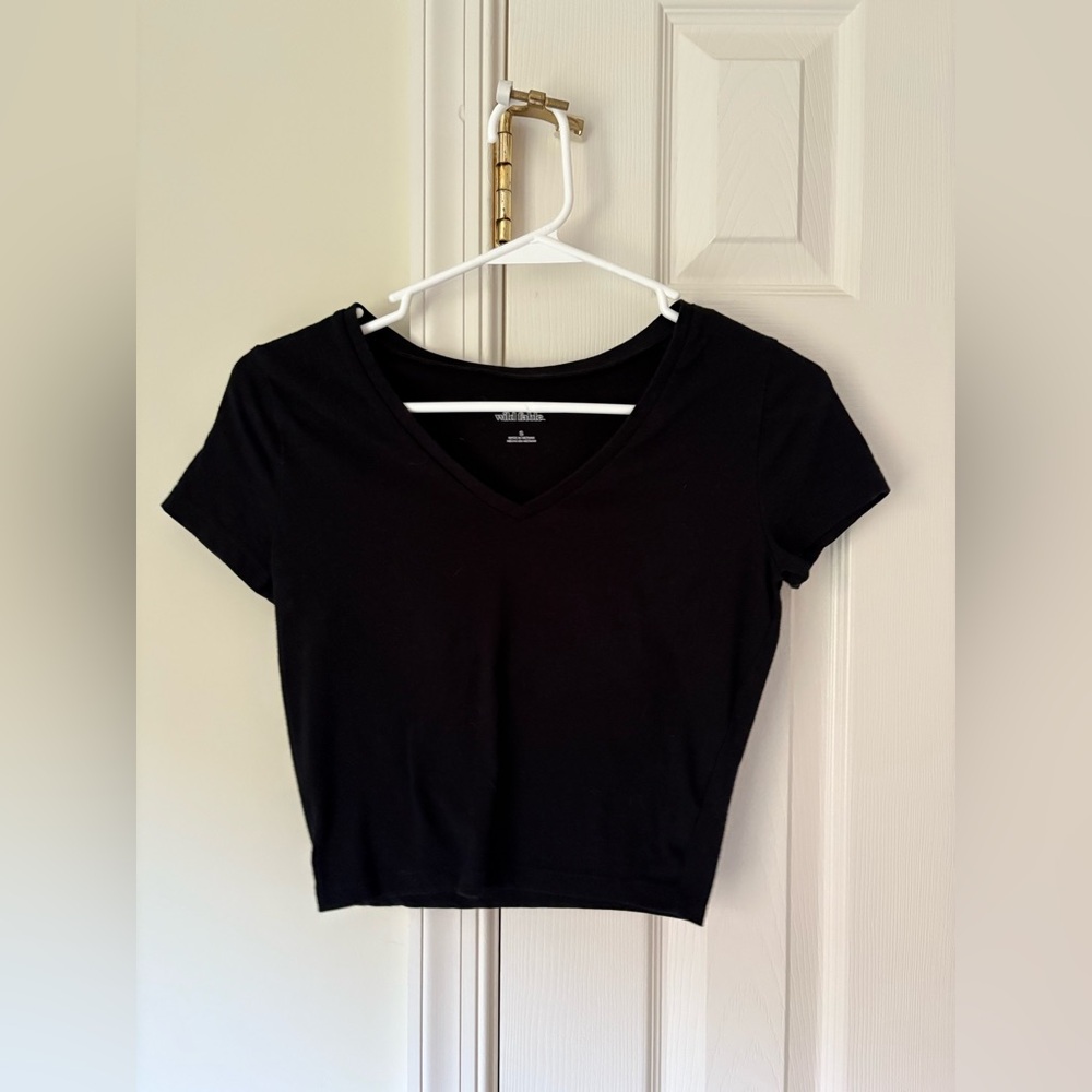 Wild Fable Cropped Top Bundle – Size S, White & Black, Short Sleeve, Gently Worn
